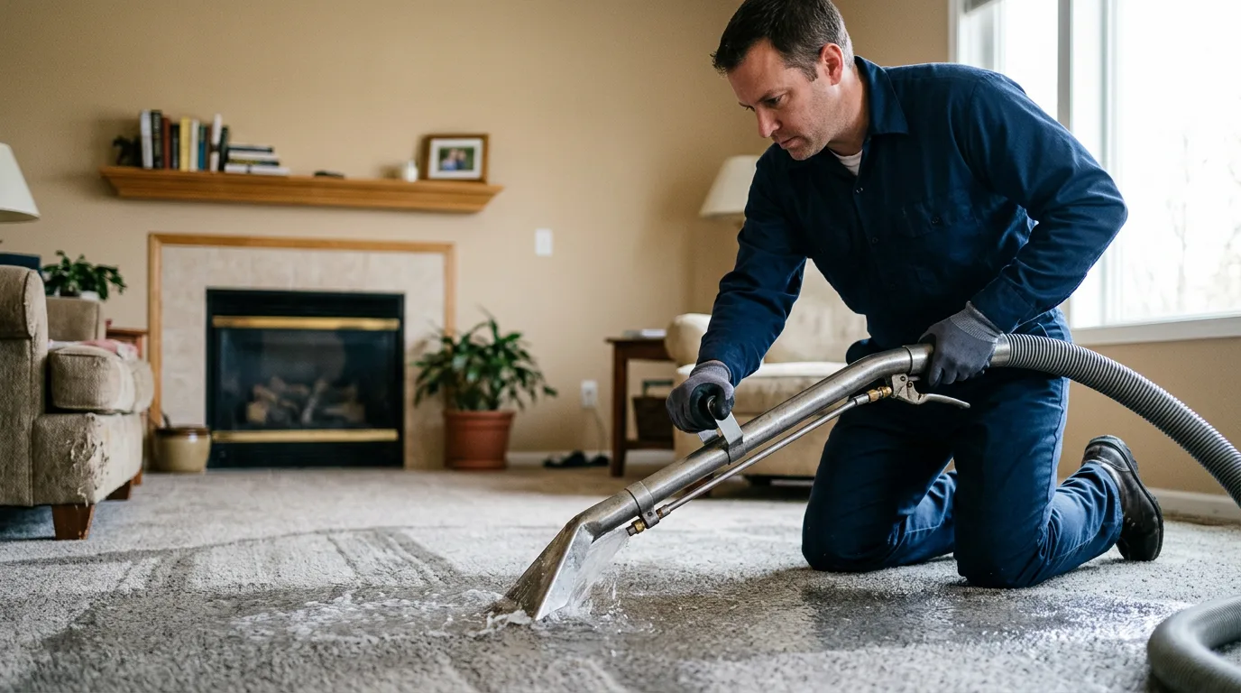 Water damage restoration technician working near Reinbeck, IA